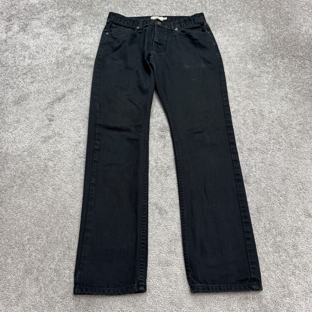 Topman Regular Fit Slim Straight Button Fly Denim Jeans Mens 30x30 Black Casual